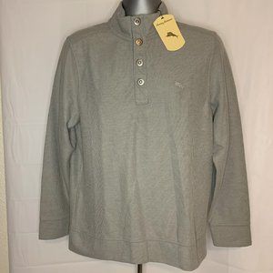 Tommy Bahama Long Sleeve Pull Over Small Heron Gray Men's